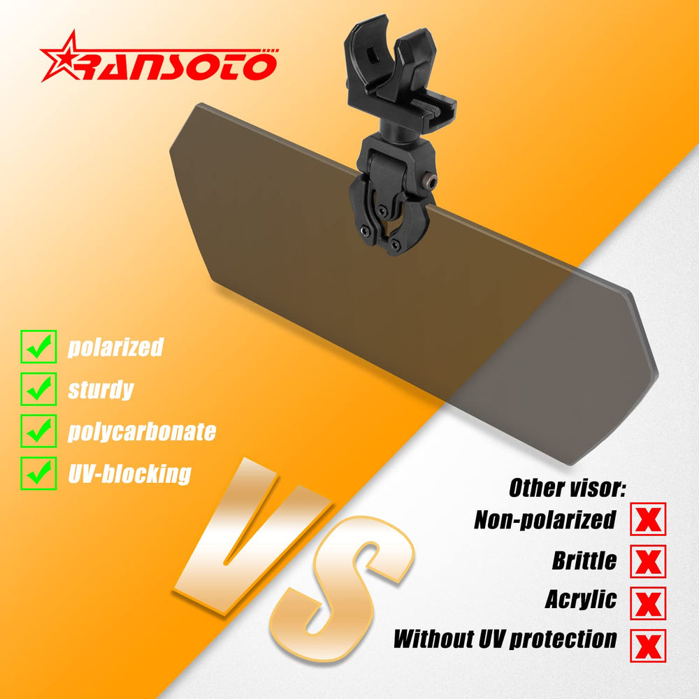 RANSOTO visor beside hand for scale showing compact, space-saving benefit