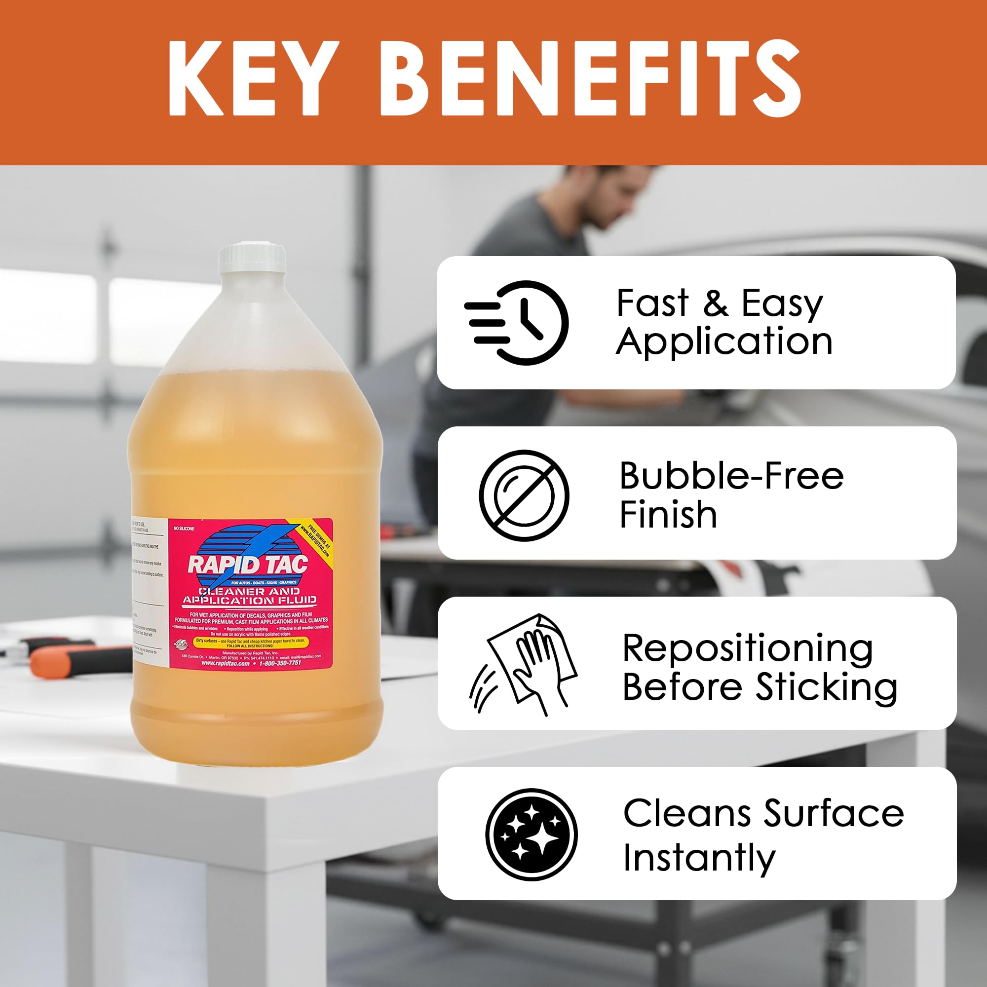 Rapid Tac with squeegee smoothing decal to remove bubbles
