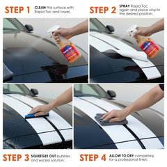 Rapid Tac used on vehicle vinyl wrap for clean, uniform finish