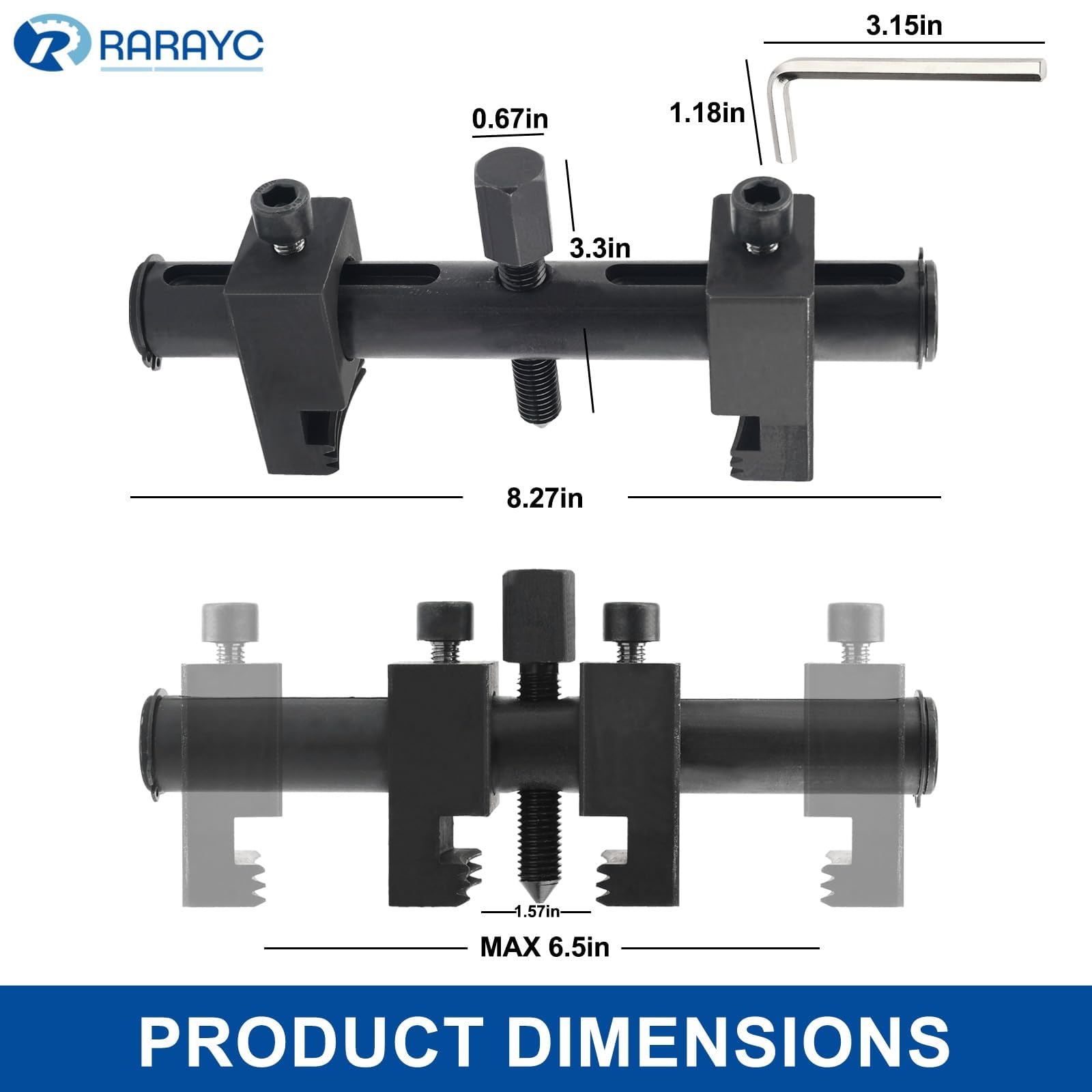 RARAYC close-up of adjustable arms illustrating simple width adjustment and fit accuracy