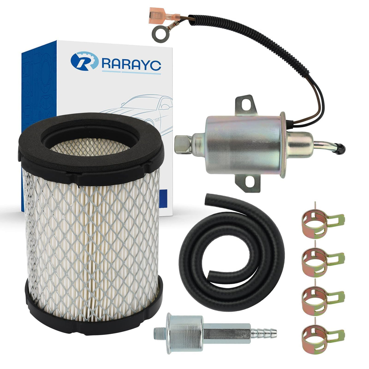 RARAYC front view of pump and filter kit showing parts and labels, ensures correct replacement