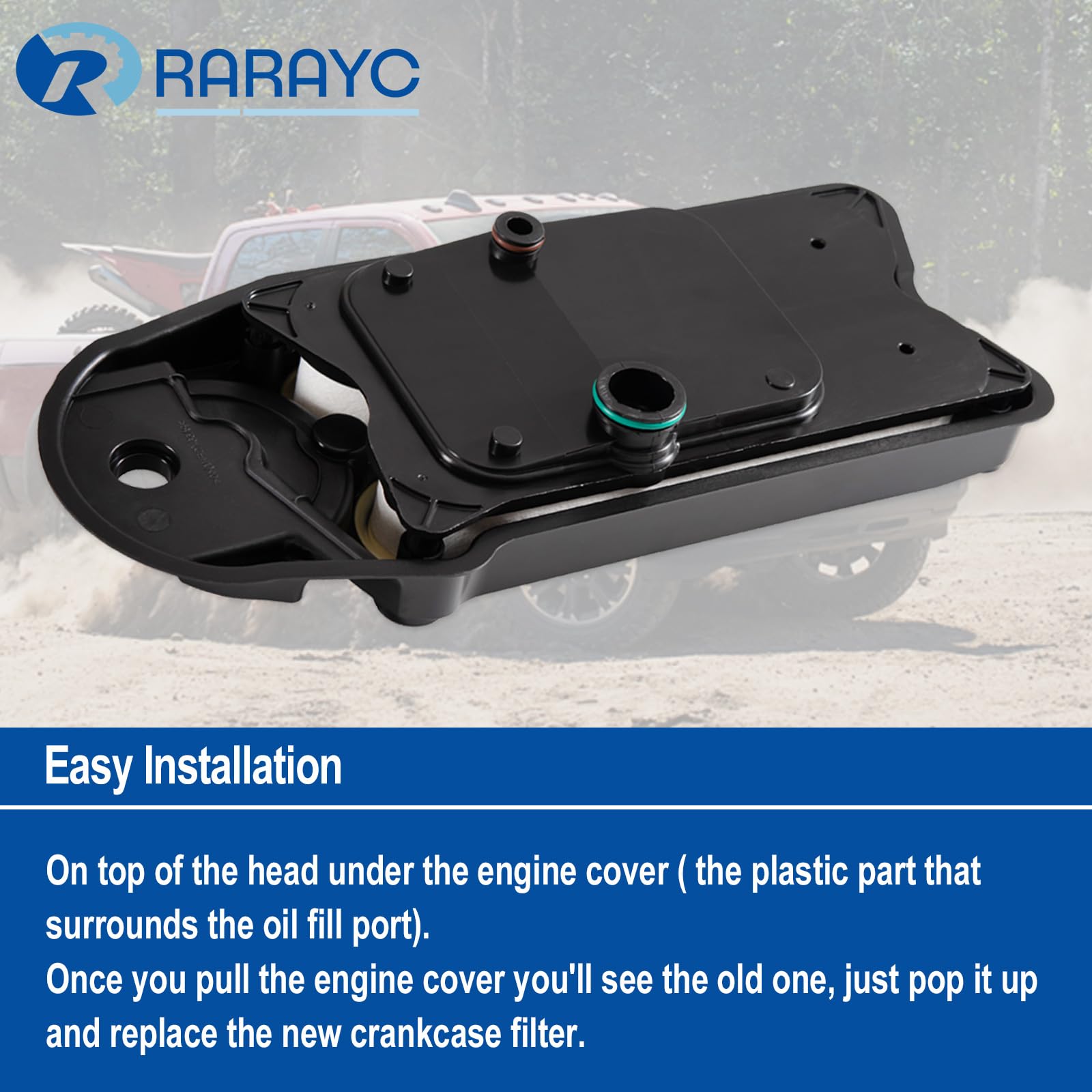 RARAYC filter in garage with Ram truck demonstrating reliable replacement