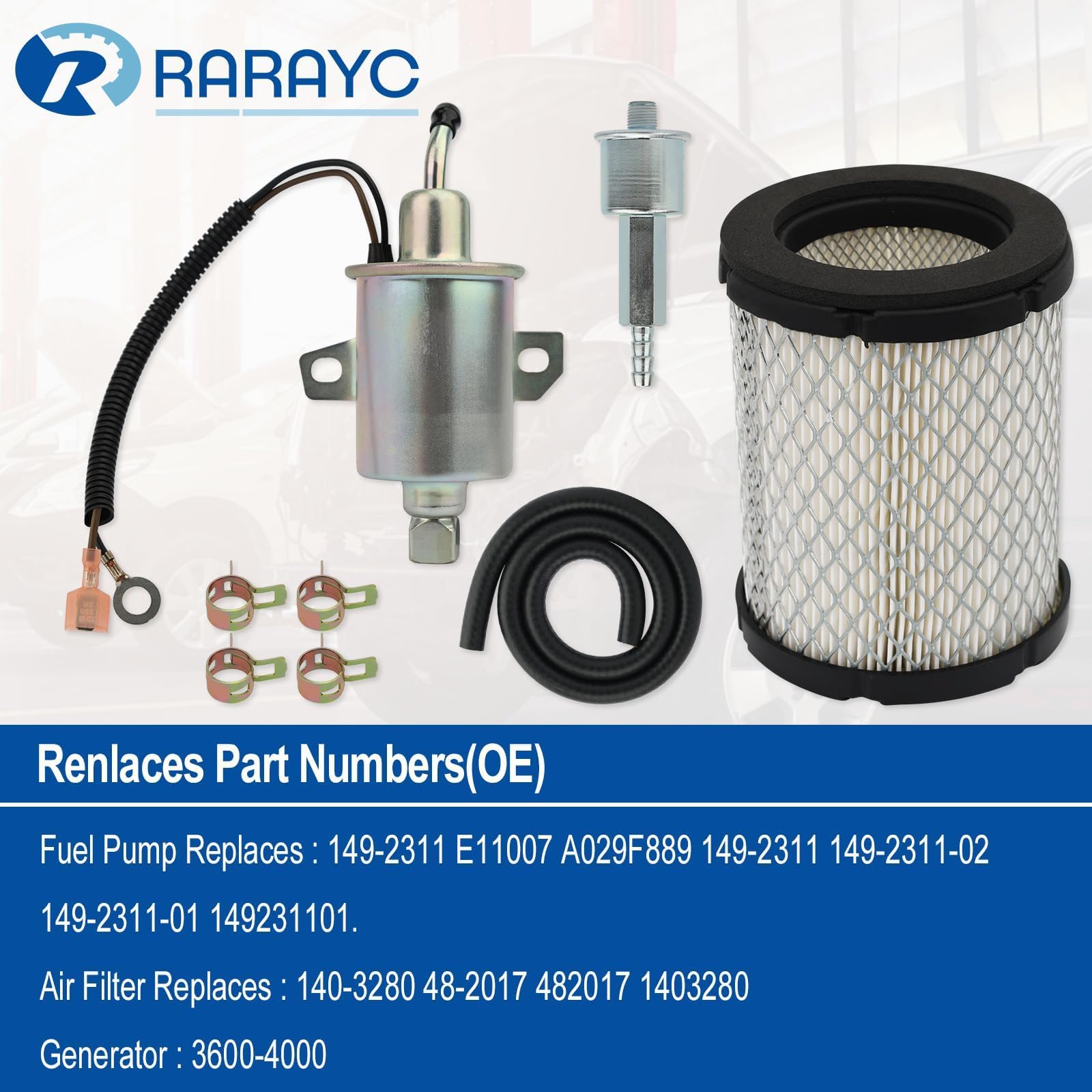 RARAYC pump close-up showing metal housing and electrical connector, offers durable performance