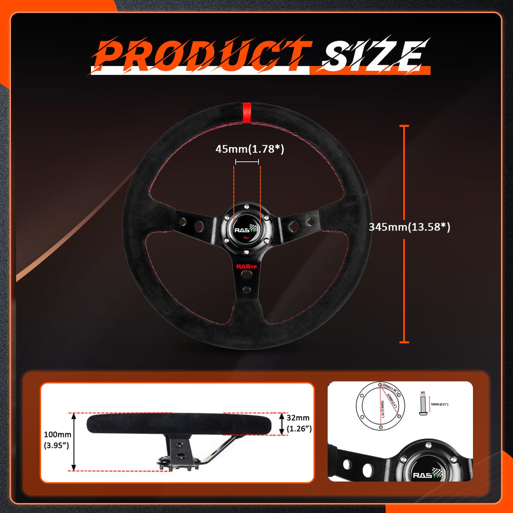 RASTP steering wheel mounted in car showing sporty cockpit upgrade benefit