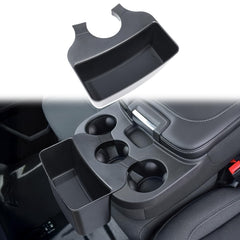 RAVOTOM front view of console organizer showing clean fit and added storage benefit