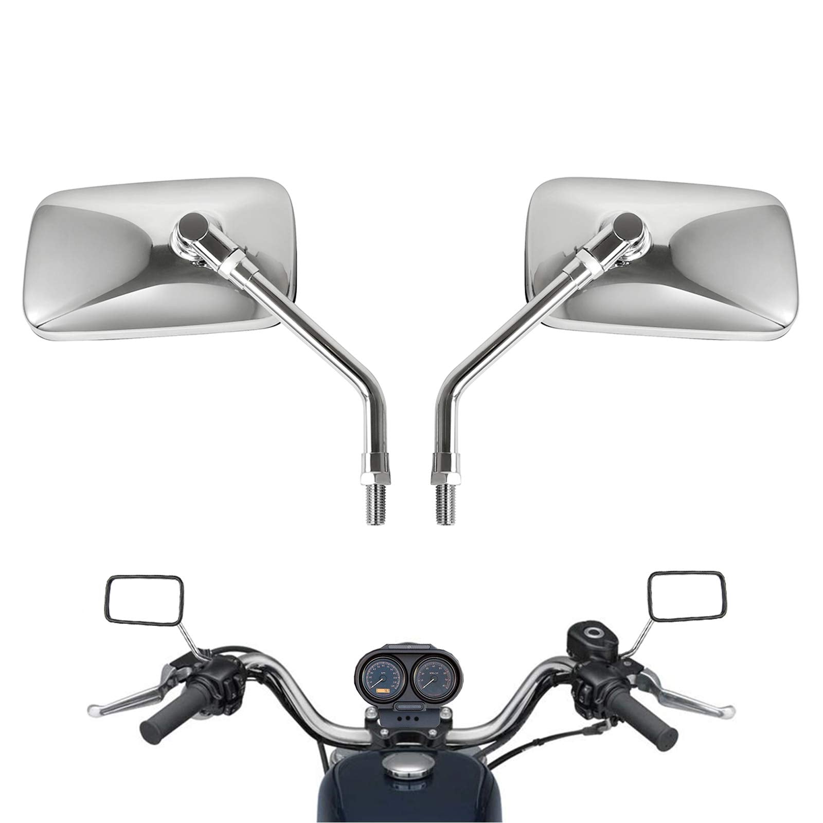 Rawsomes chrome front mirror showing clear rear view and durable housing