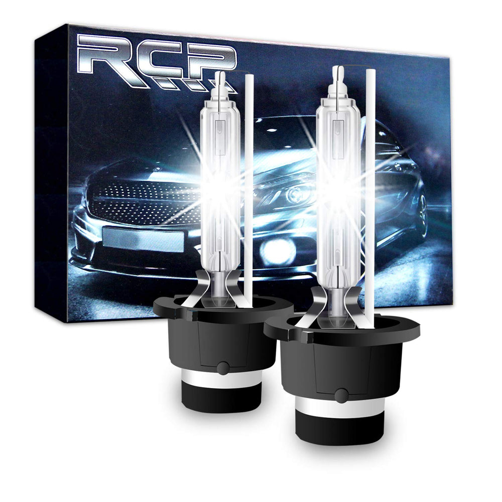 RCP D4S6 front view pair showing clean white xenon bulbs for improved night visibility