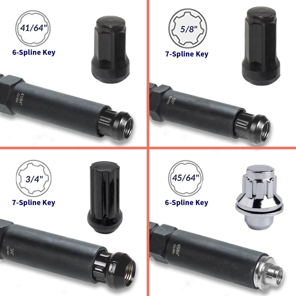 REBRA thin-wall key edge detail showing reach into recessed lug nut pockets