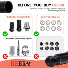 REBRA laser-etched size markings visible on key for quick identification benefit