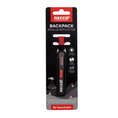 RECCO reflector attached to backpack strap demonstrating easy mount and rescue benefit