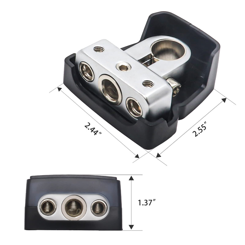 RECOIL clamp mounted on boat battery with marine background, corrosion resistance benefit