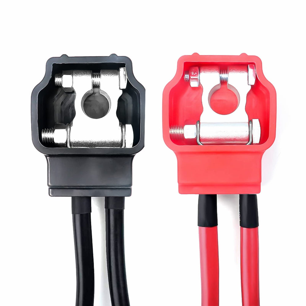 RECOIL clamps installed on a car battery for stable electrical contact