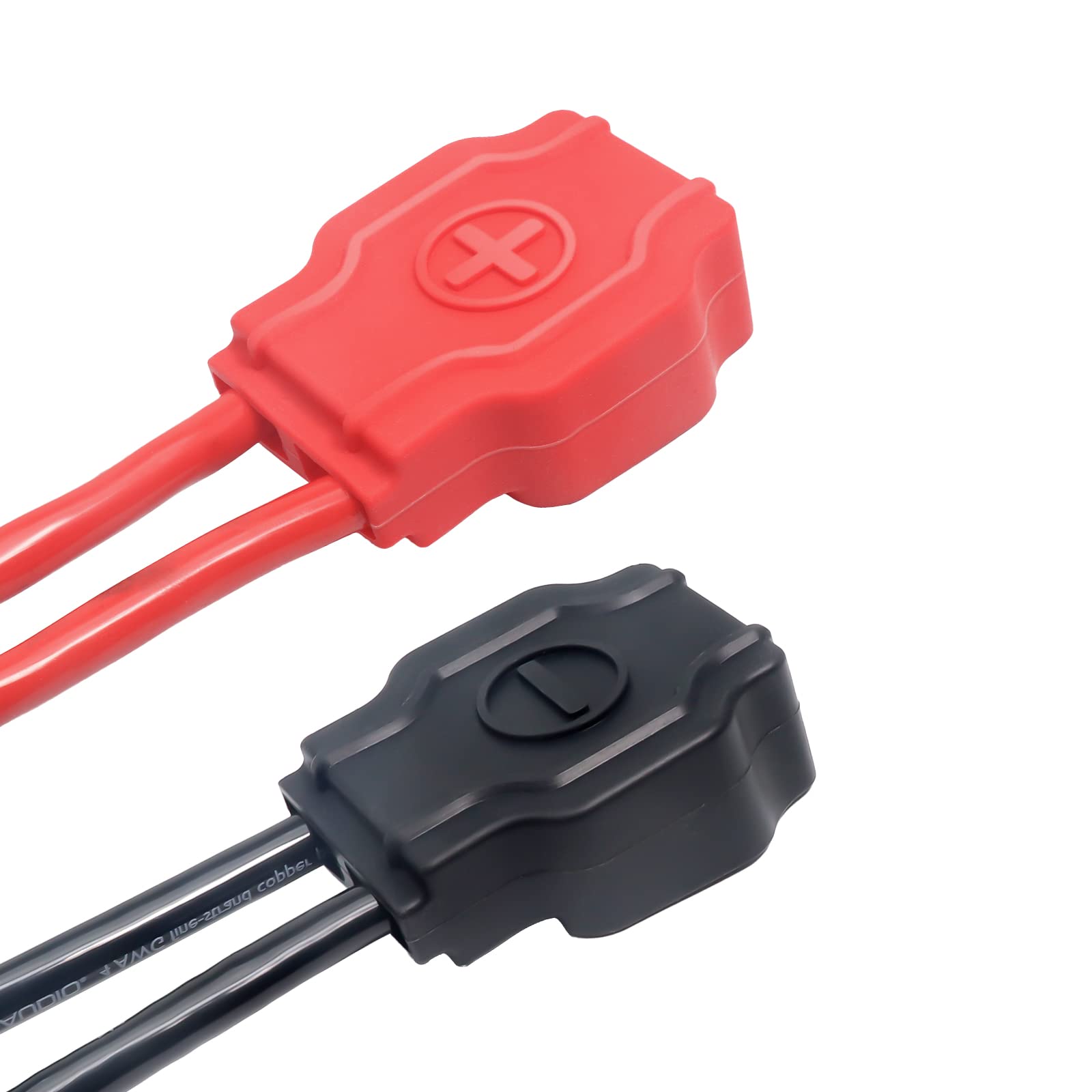 RECOIL clamp next to ruler showing size for standard top-post batteries