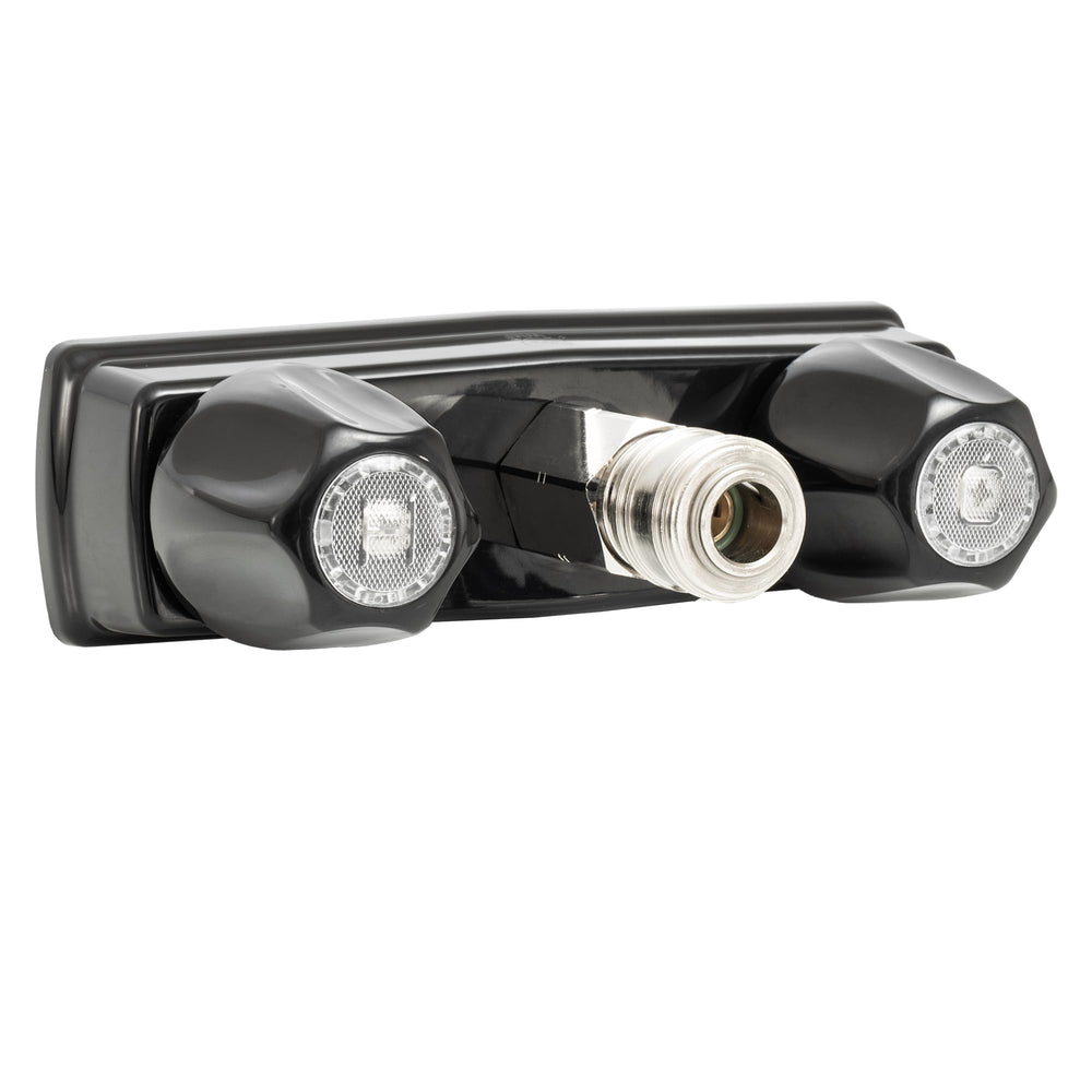 RecPro black exterior faucet front view showing compact profile and clean look
