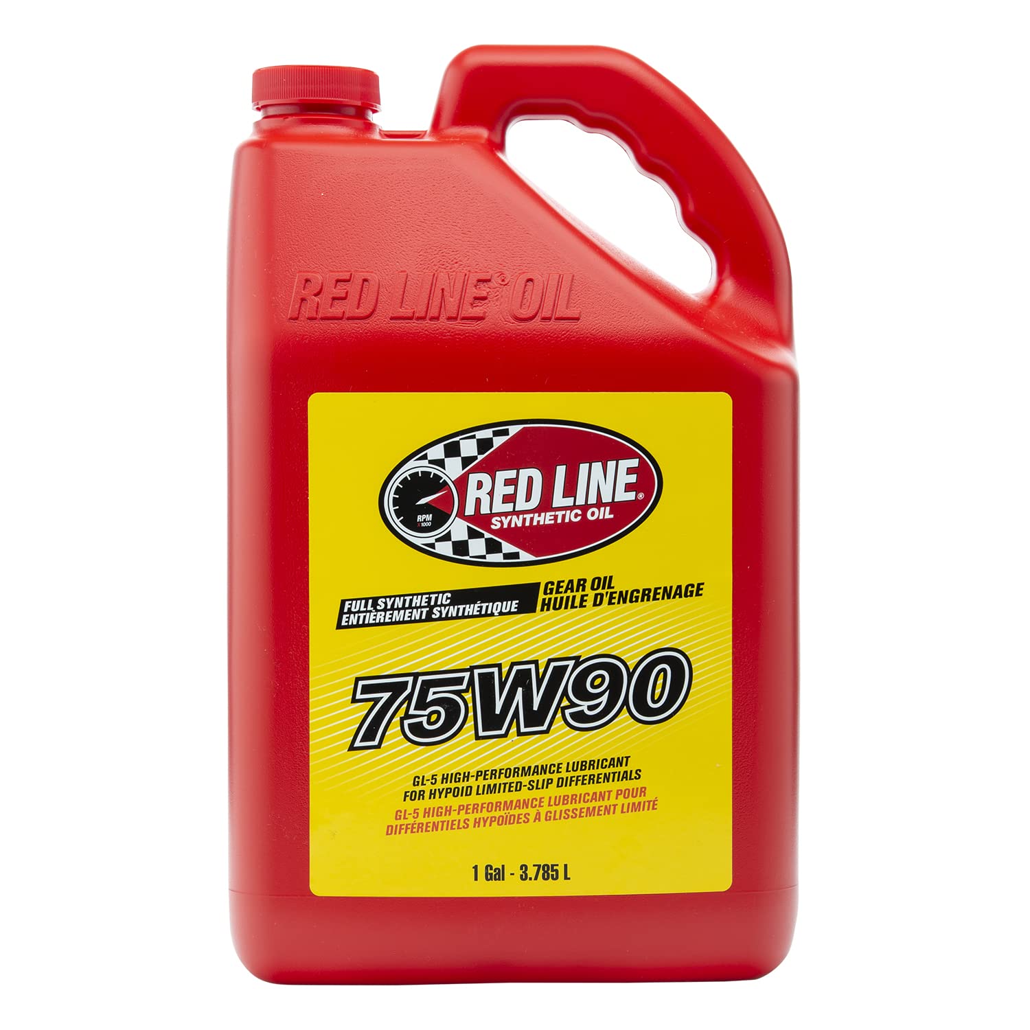 Red Line front view of 1 gallon container showing branding and capacity, clear identification benefit