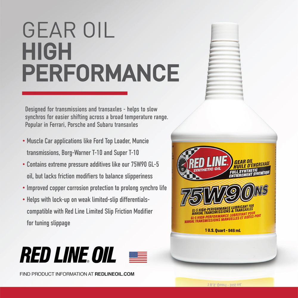Red Line 75W90 close texture shot highlighting synthetic clarity and stability