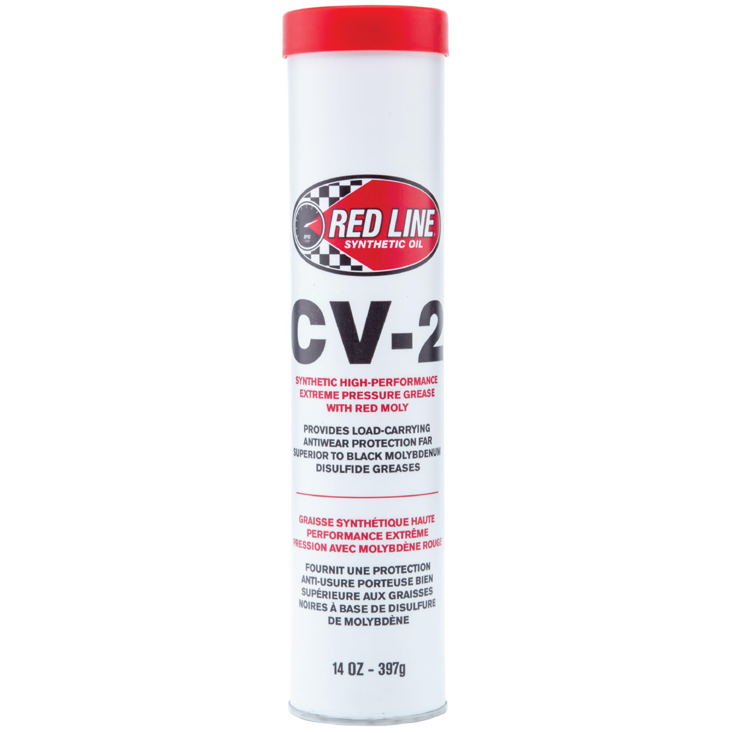 Red Line front packaging showing 14 oz cartridge and branding, clear benefits