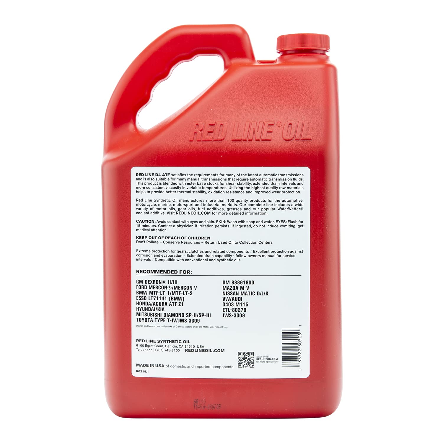 Red Line branded gallon in a garage setting conveying professional use and reliability benefit