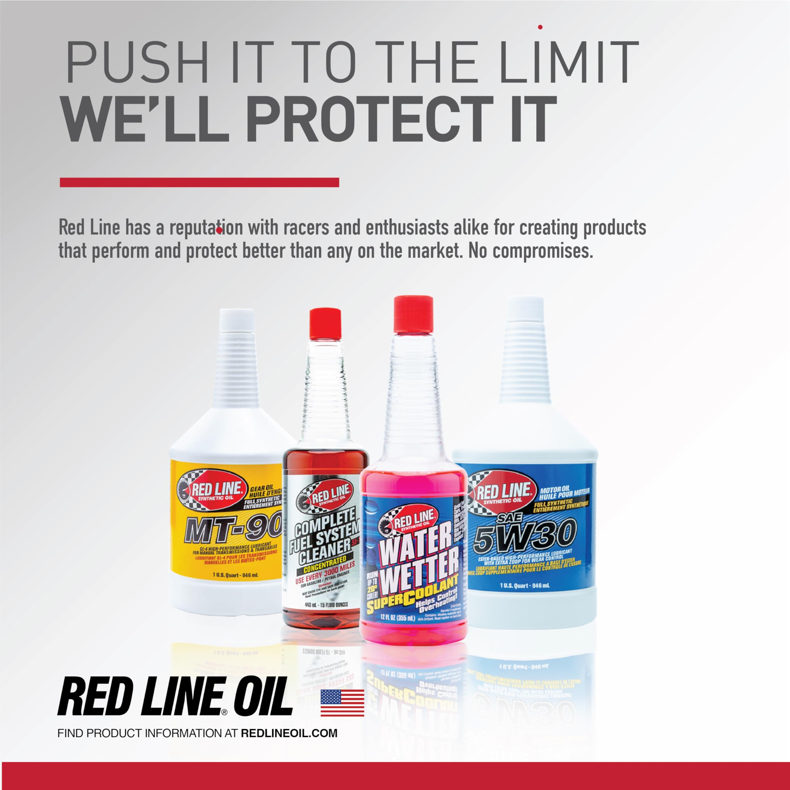 Red Line oil sheen texture closeup showing clear film and thermal stability benefit