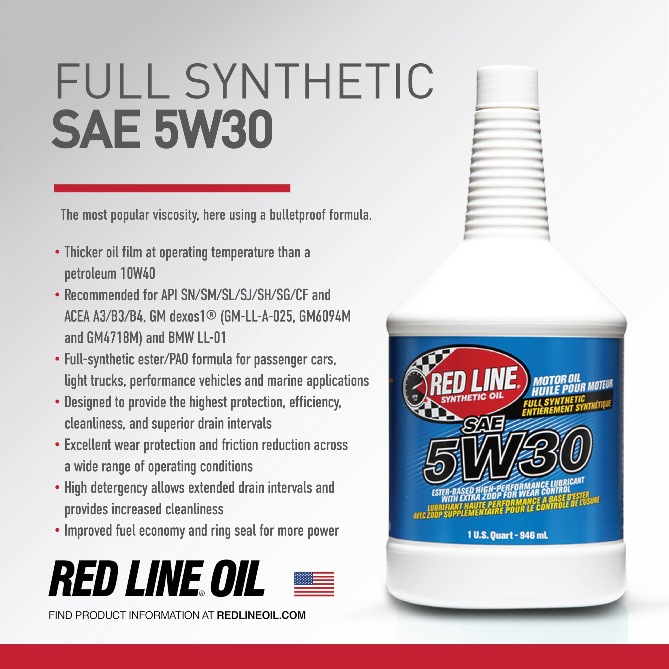 Red Line pouring oil into engine demonstrating smooth flow and fast lubrication benefit