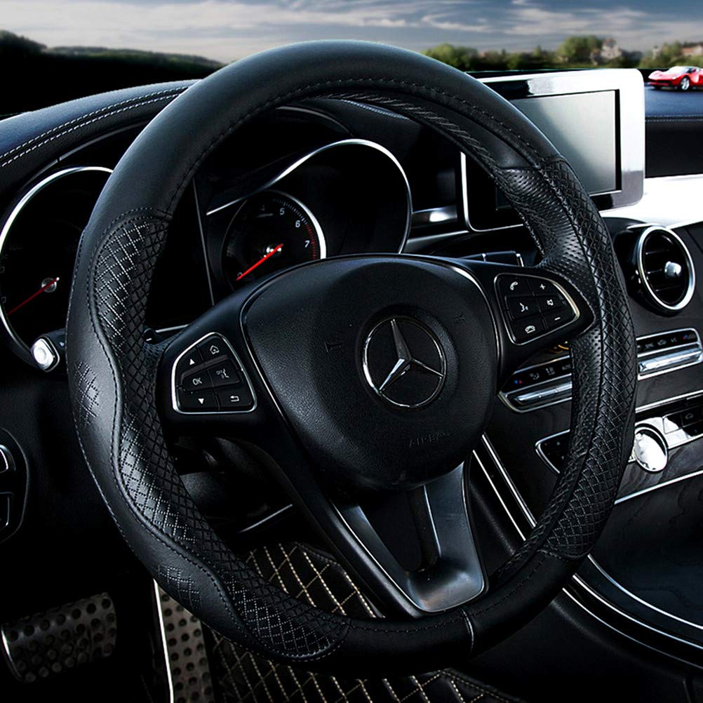 Red Rain front view showing black leather cover enhancing steering wheel grip