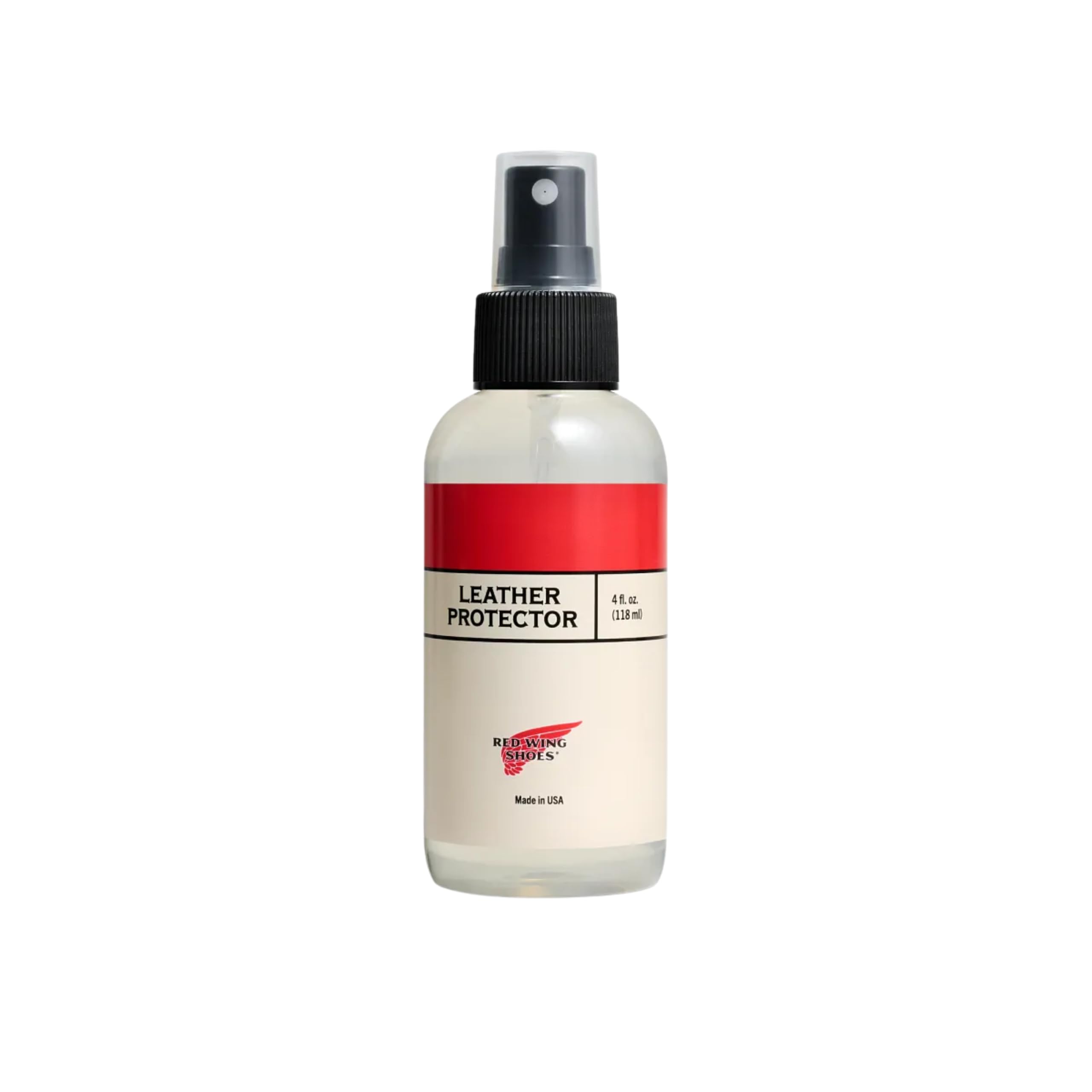 Red Wing Shoes front packaging showing the 4 fl oz protector and clear labeling preserving leather