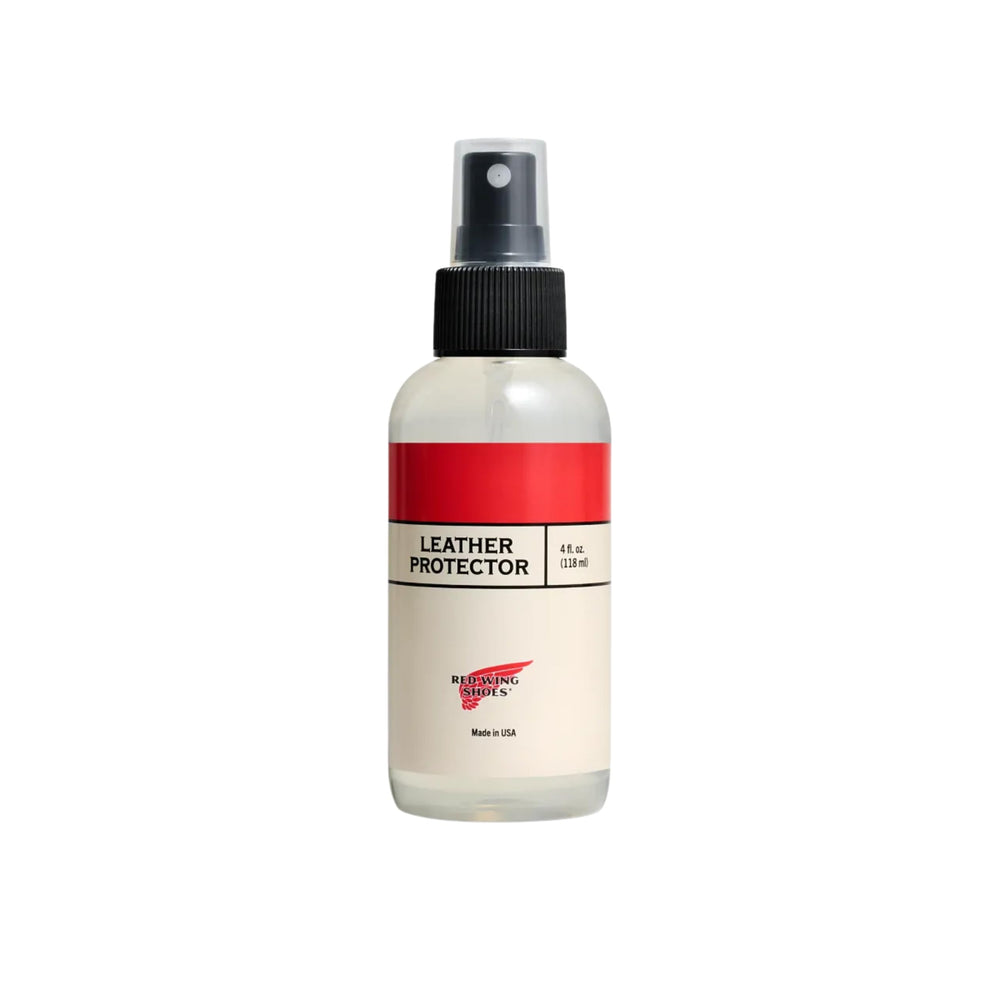 Red Wing Shoes front packaging showing the 4 fl oz protector and clear labeling preserving leather