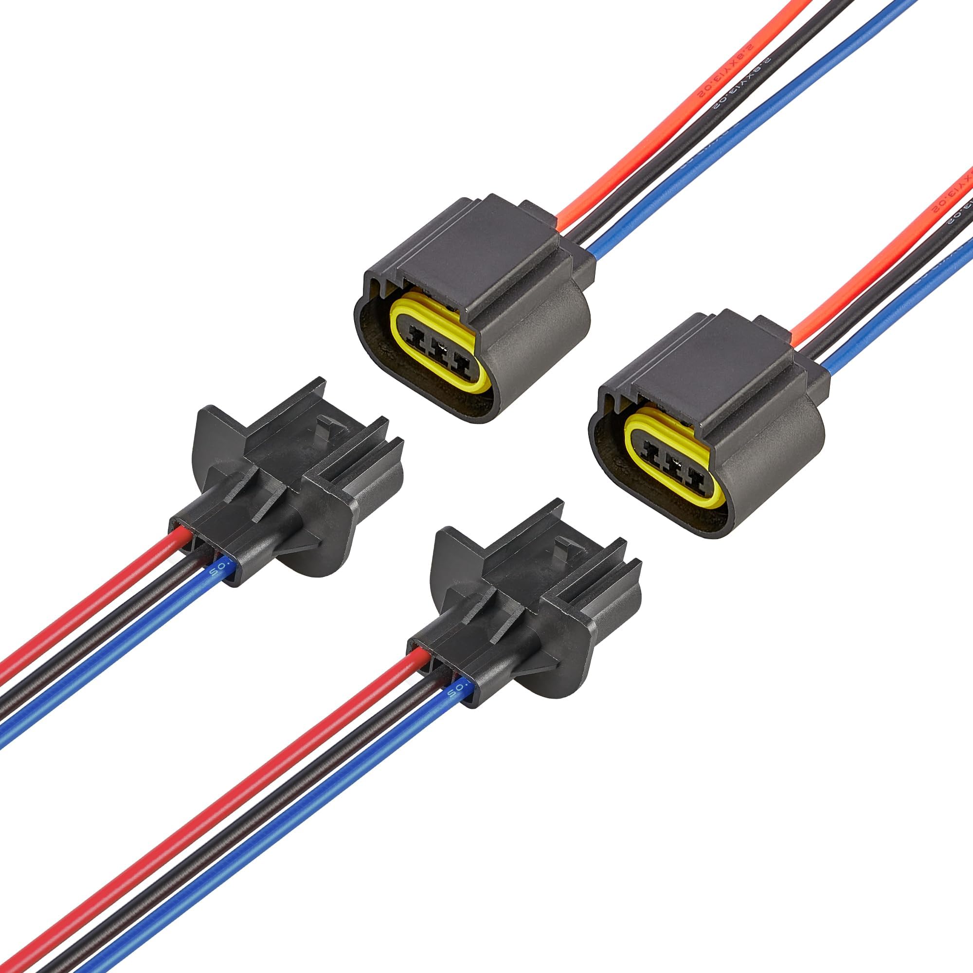 RED WOLF front view of four 9008 H13 connectors, easy replacement