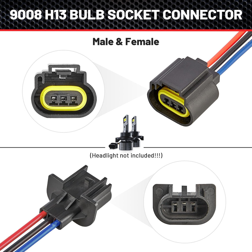 RED WOLF connector installed on headlight bulb, restores connection