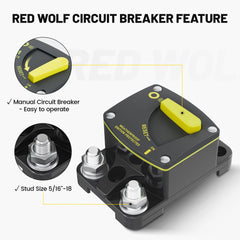 RED WOLF terminal detail with copper screw ensuring reliable electrical contact