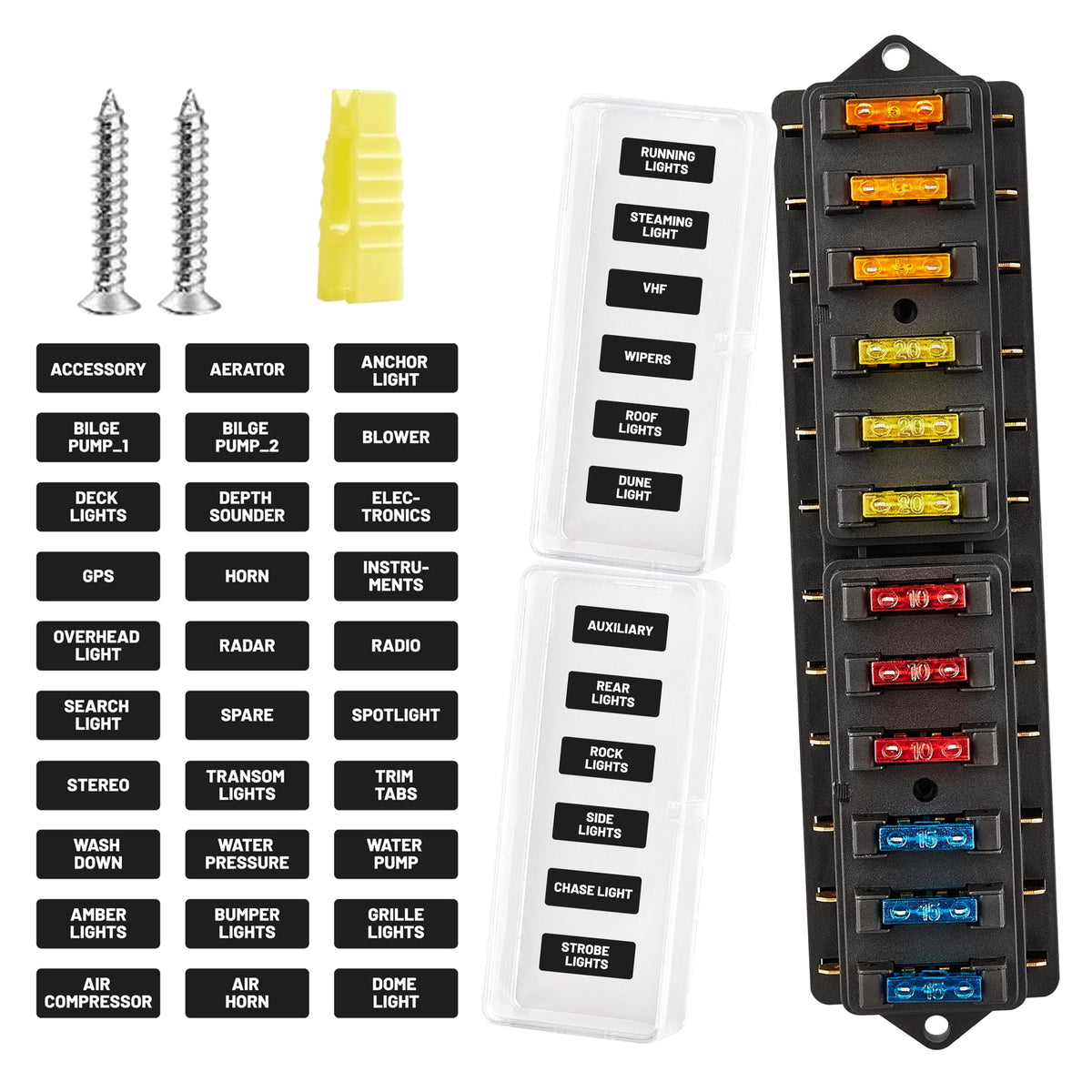 RED WOLF front view of fuse block showing organized fuse layout and cover