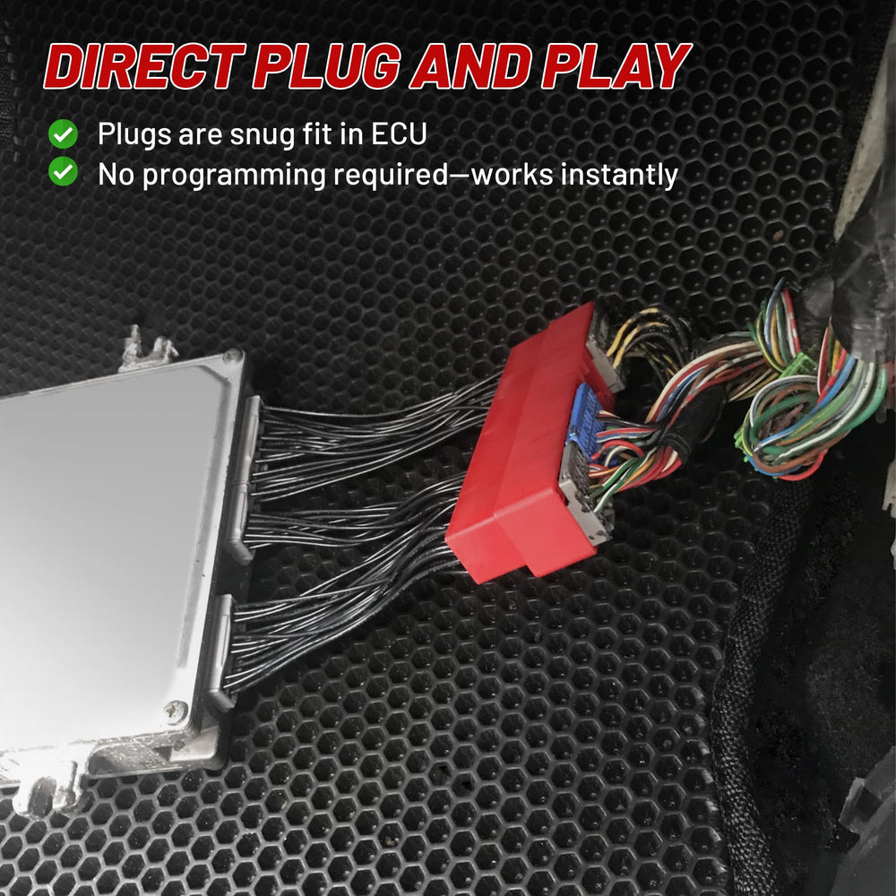 RED WOLF harness connected in-car showing practical diagnostic use