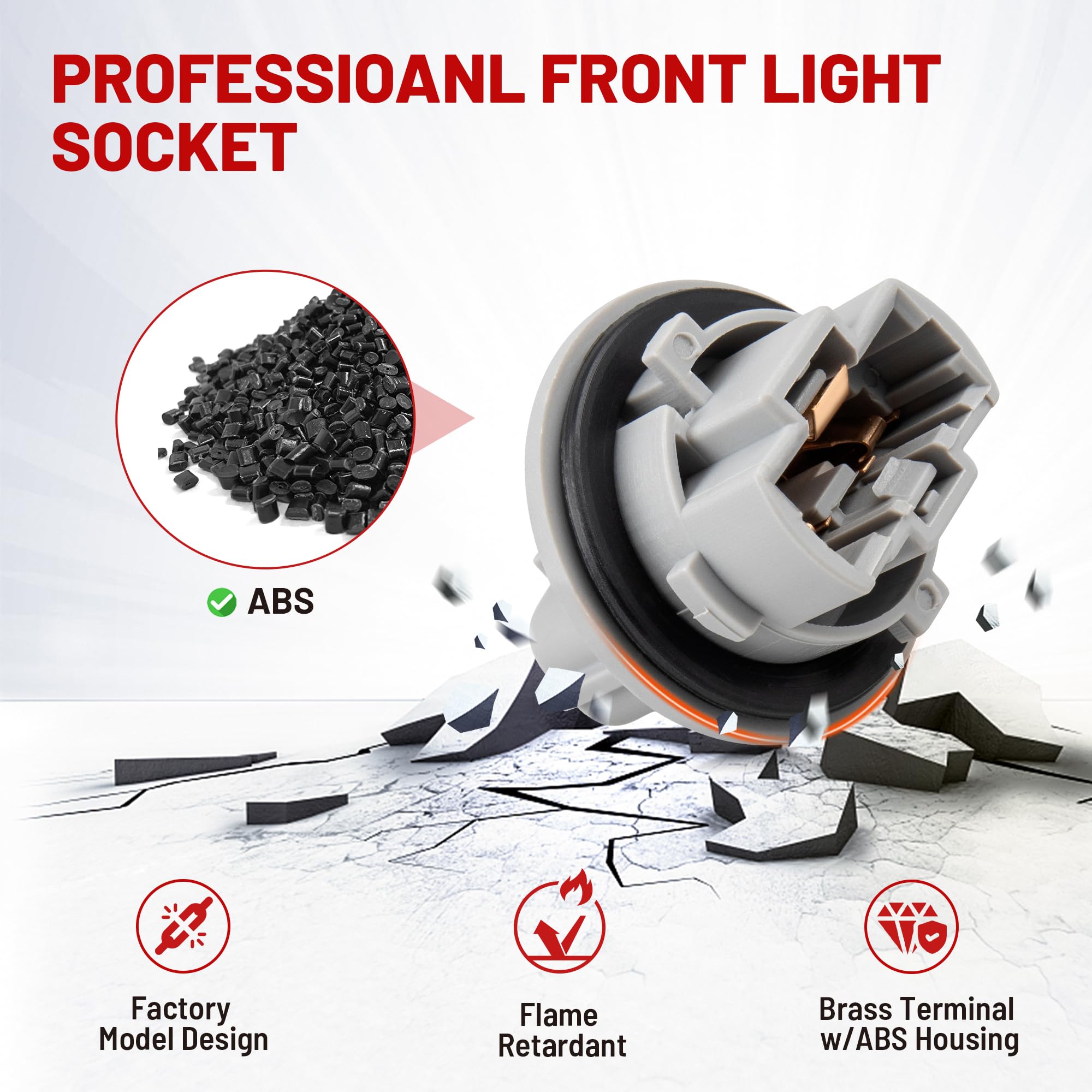 RED WOLF socket installed in vehicle front lamp for reliable turn signal contact