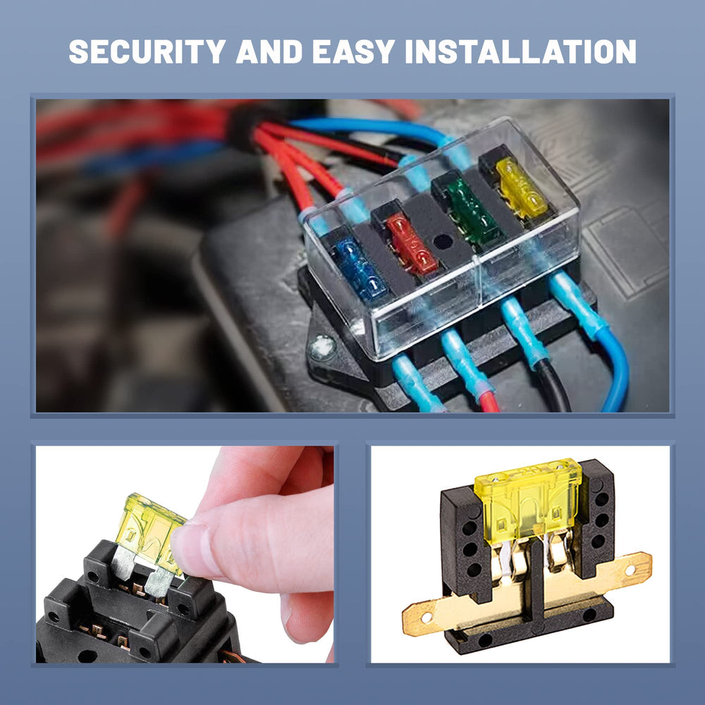 RED WOLF fuse block mounted under vehicle dash for neat wiring