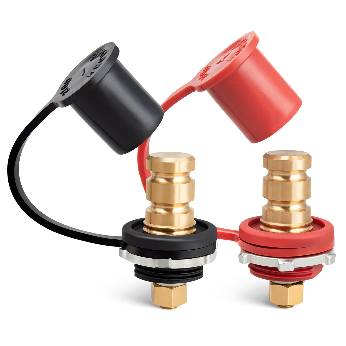 RED WOLF front view of remote battery terminal showing mounting base and stud for easy access