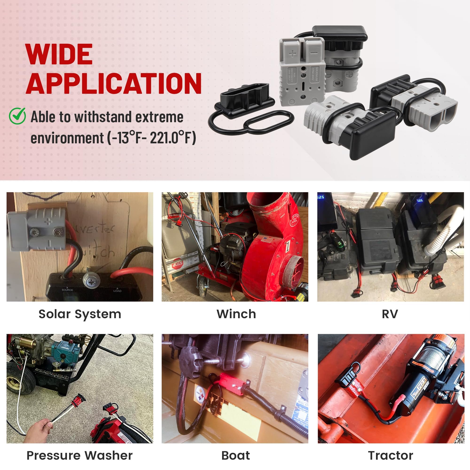 RED WOLF next to 1/0 AWG cable showing correct size compatibility