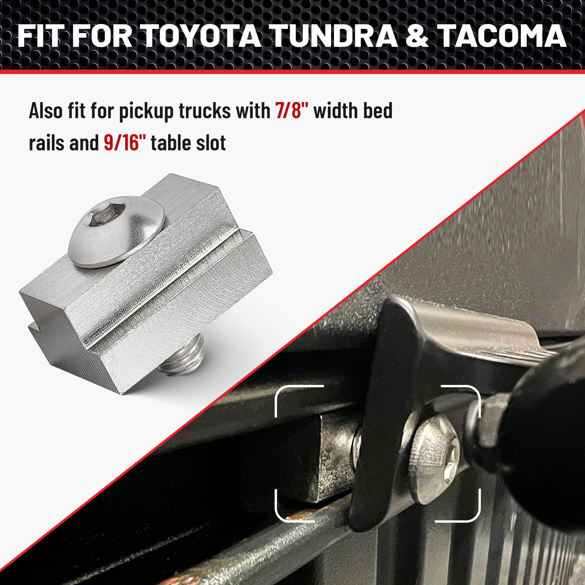 RED WOLF side profile of T-slot nut showing compact footprint and secure clamp