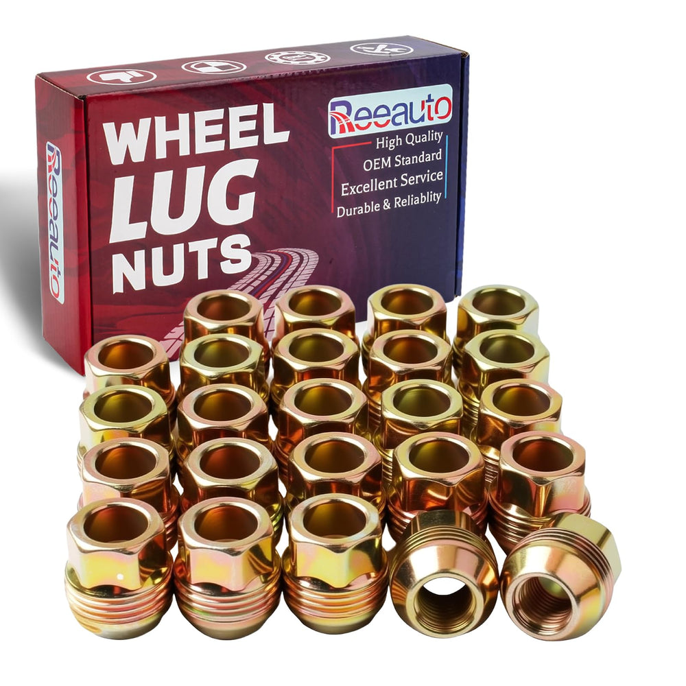 Reeauto lug nuts in a garage setting illustrating practical use and ready-to-install convenience