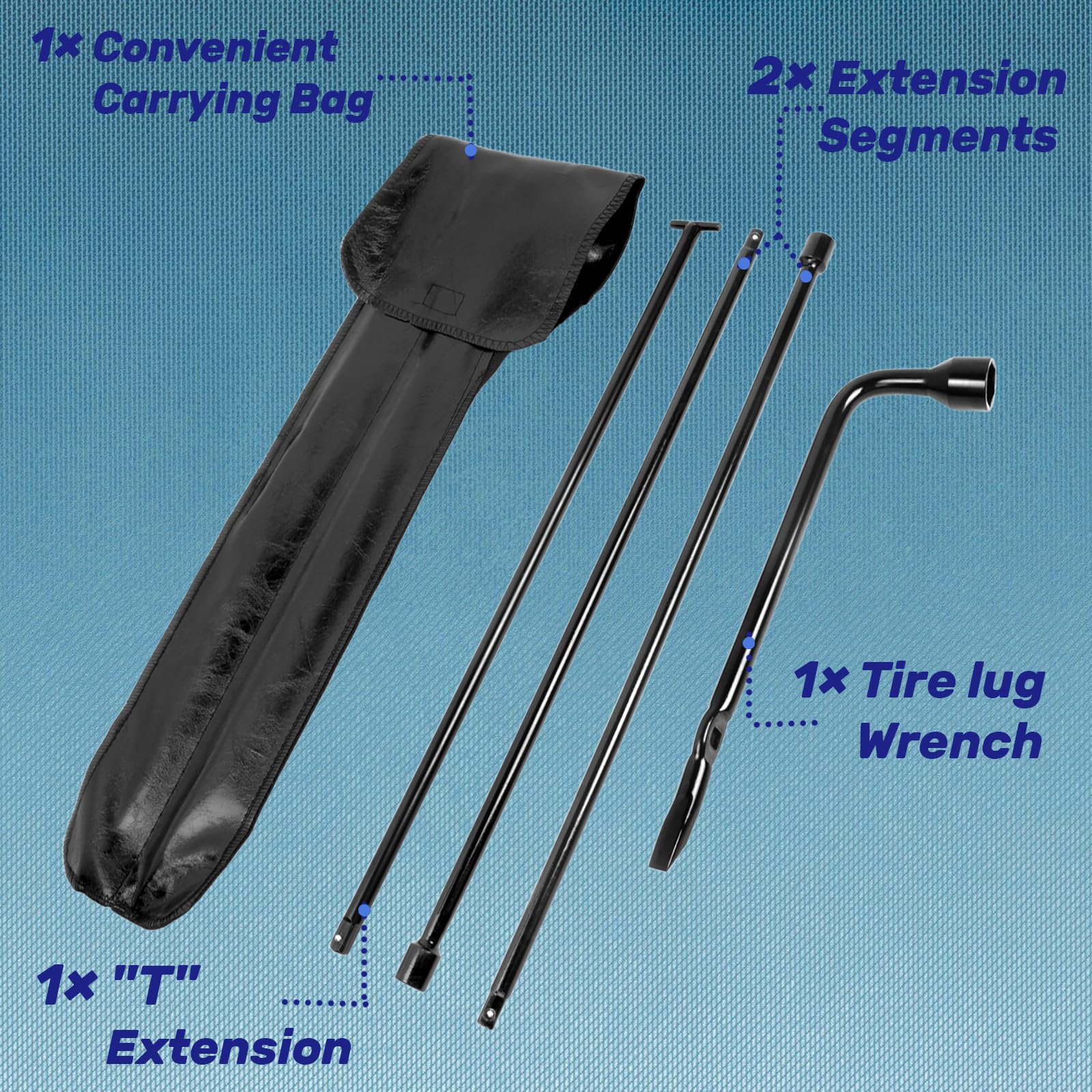 Reeauto close-up of jack handle showing sturdy powder-coated steel construction