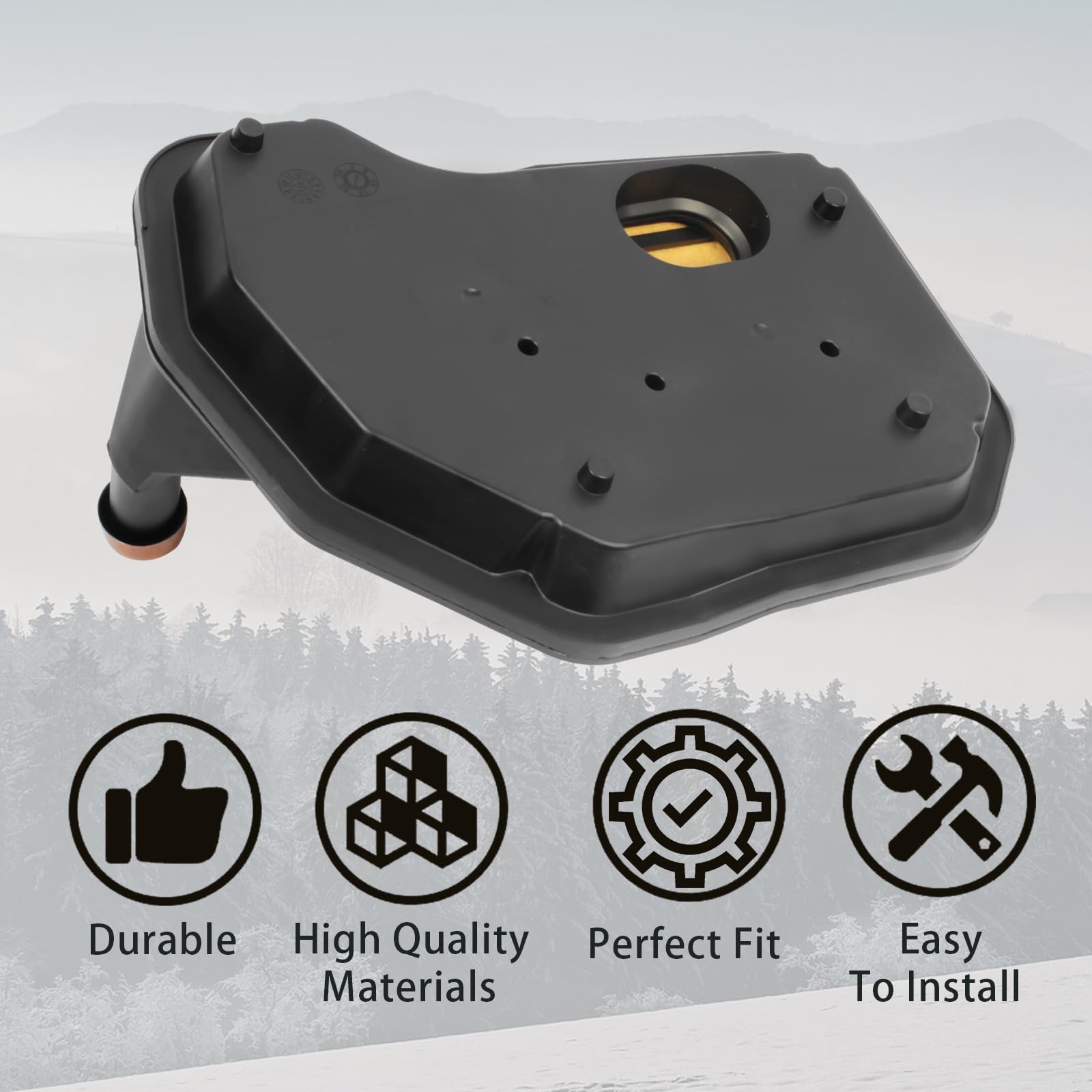 Reeoutdoor filter held in hand to show scale and correct fit for 4L60E transmissions