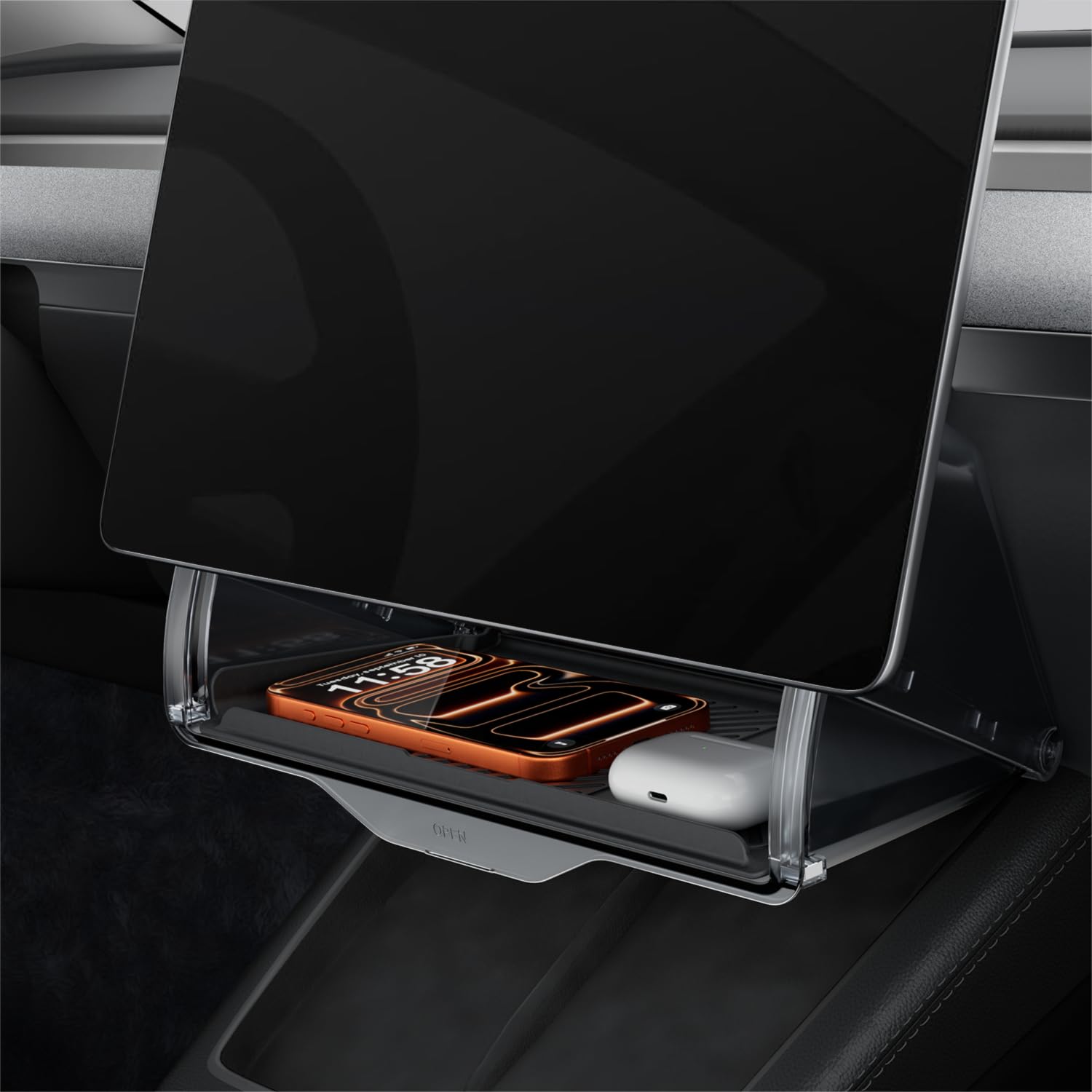 REEVAA front installed under-screen box showing neat concealed storage and tidy cabin