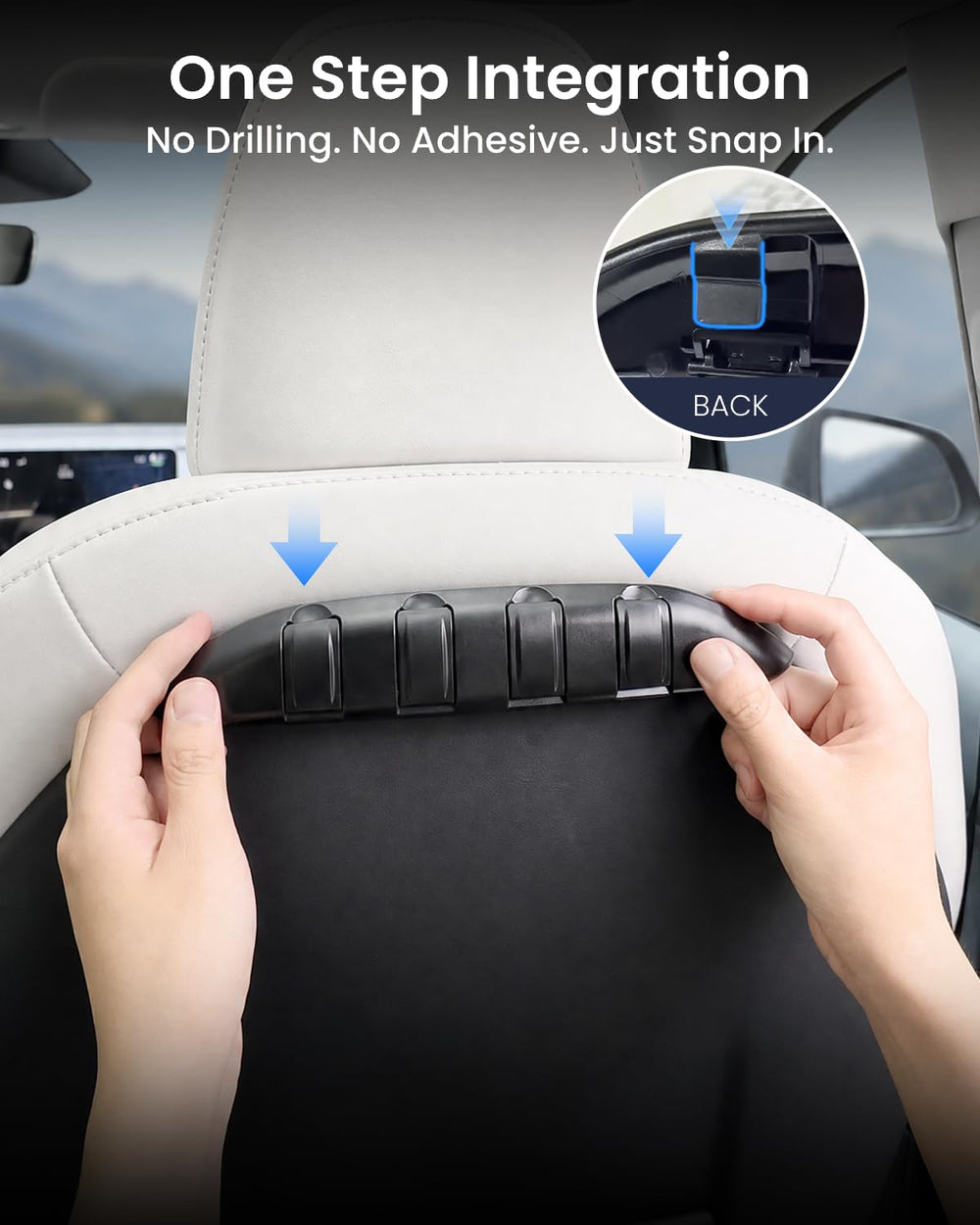 REEVAA installation image snapping into seat groove for damage-free fit