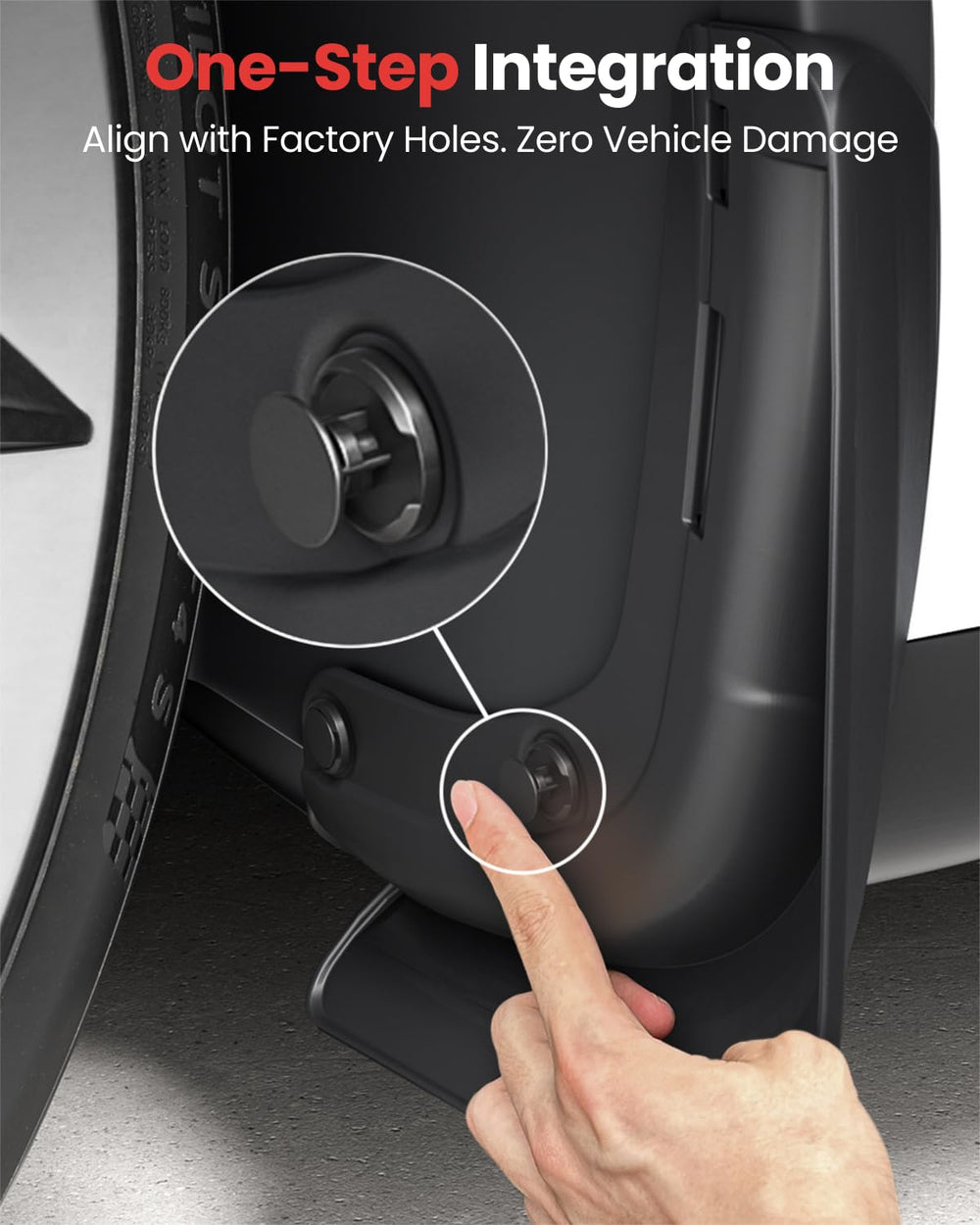 REEVAA mud flap beside ruler showing precise wheel-arch fitment