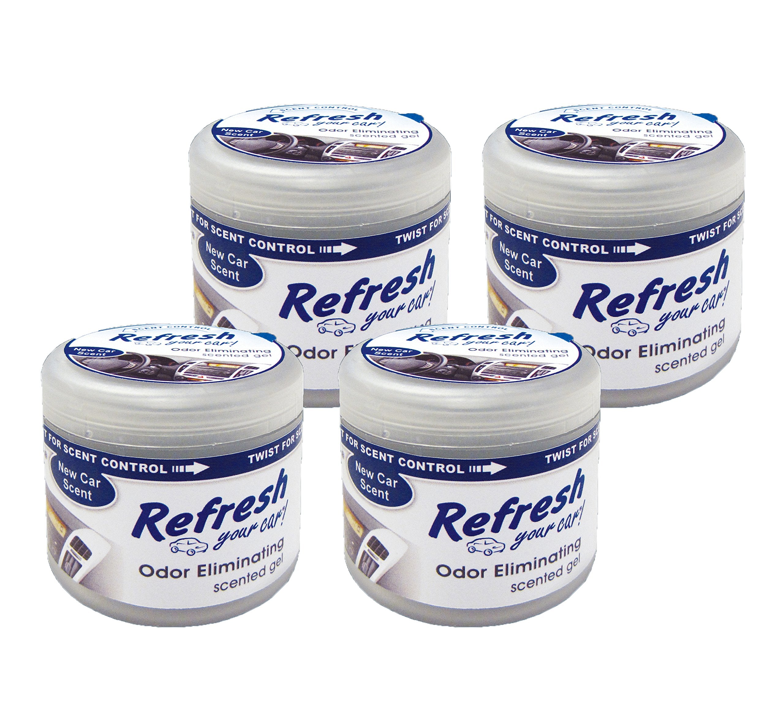 Refresh Your Car front packaging showing 4.5 oz gel can and clear benefits