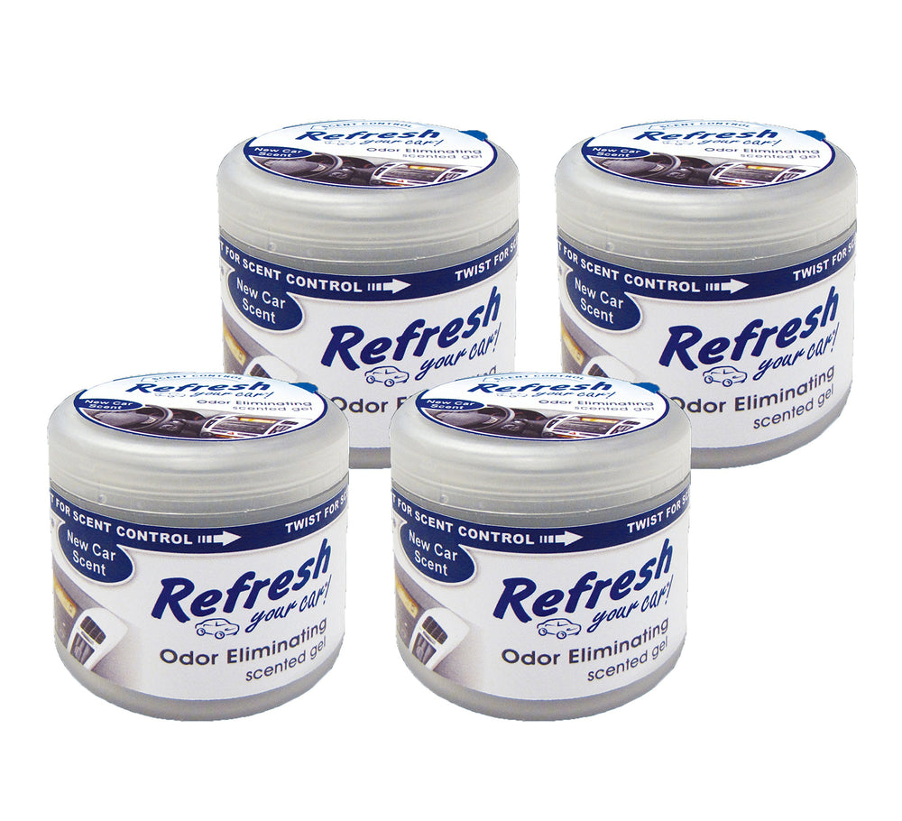 Refresh Your Car front packaging showing 4.5 oz gel can and clear benefits