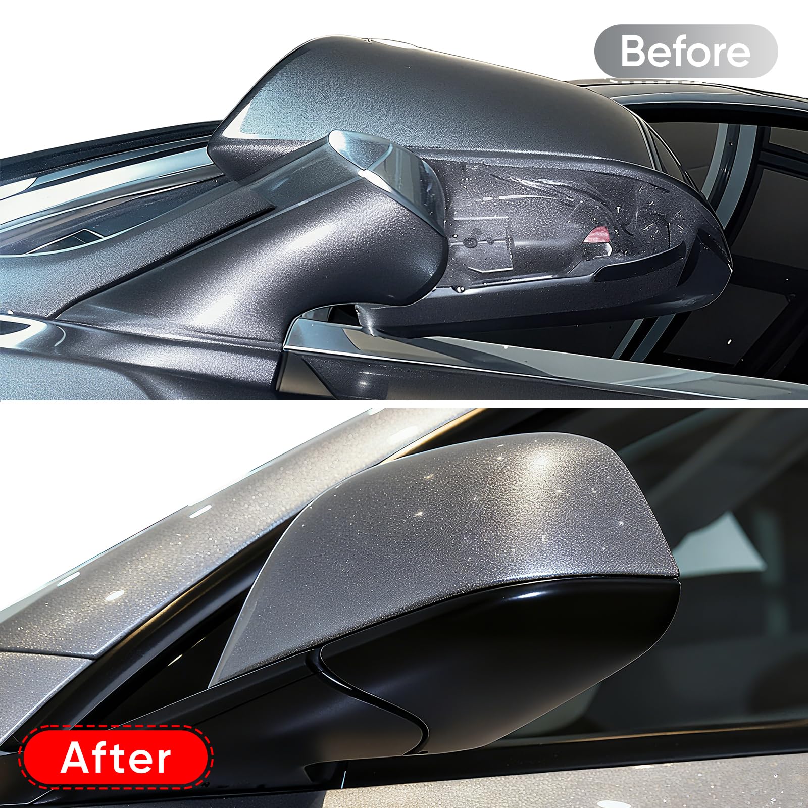Reilauto installed lower cover on Model Y mirror showing clean finish