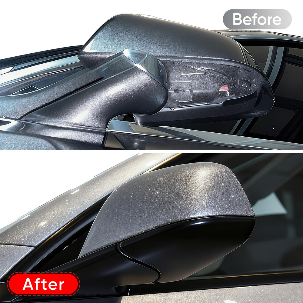 Reilauto installed lower cover on Model Y mirror showing clean finish