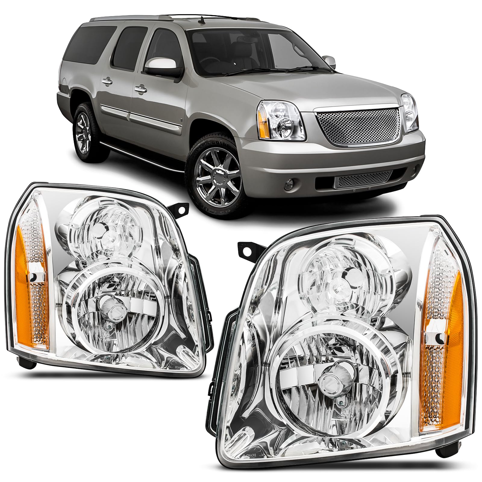 Reinko headlights illuminated at night showcasing improved visibility and modern look
