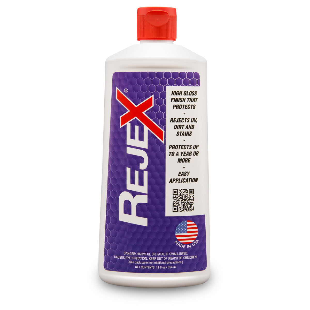 RejeX bottle front label showing product and benefit of easy application