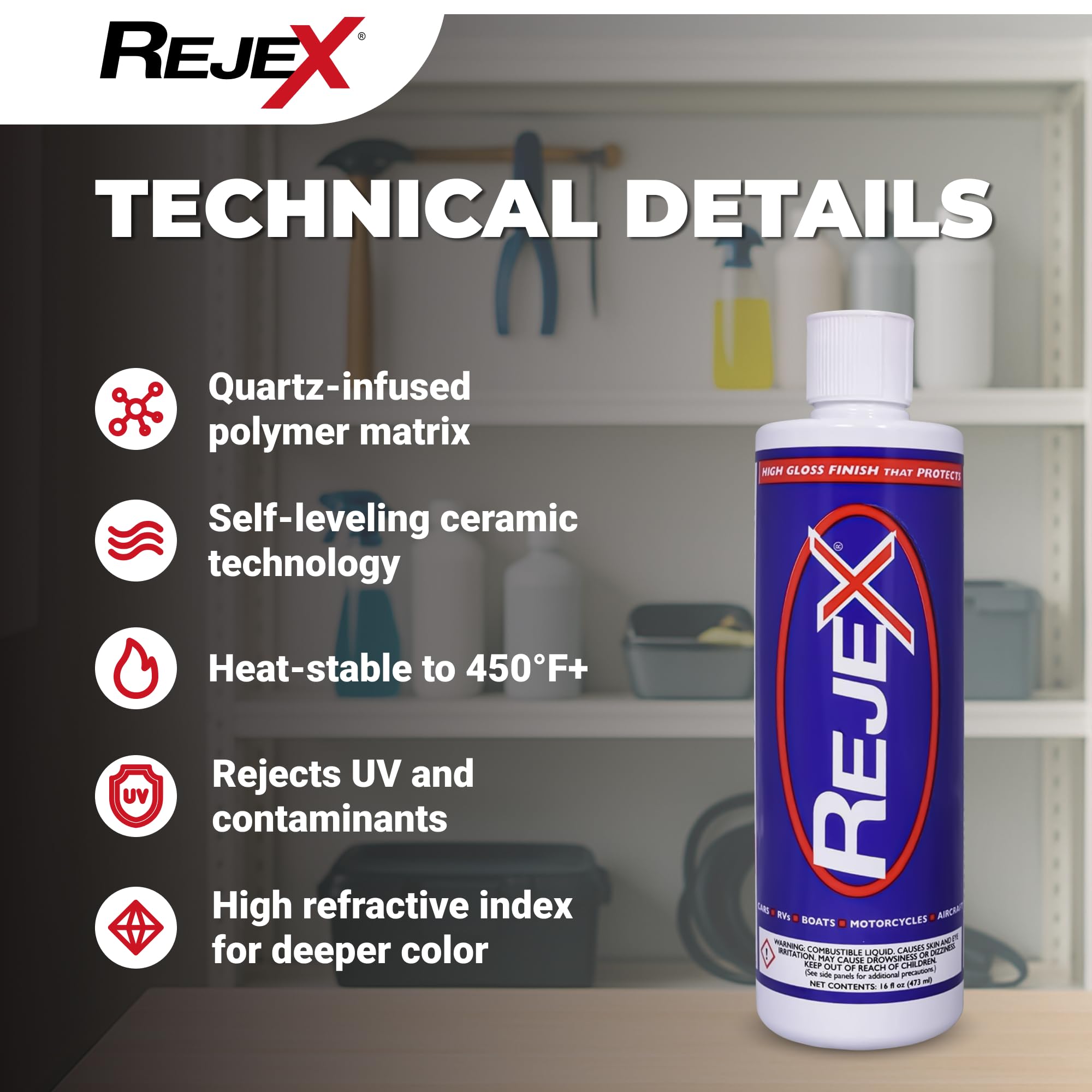RejeX on glass showing improved clarity and easier bug and dirt removal